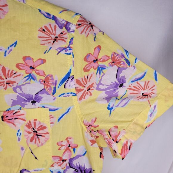 J Crew Shirt Mens Medium Floral Yellow Hawaiian Camp - Picture 4 of 11